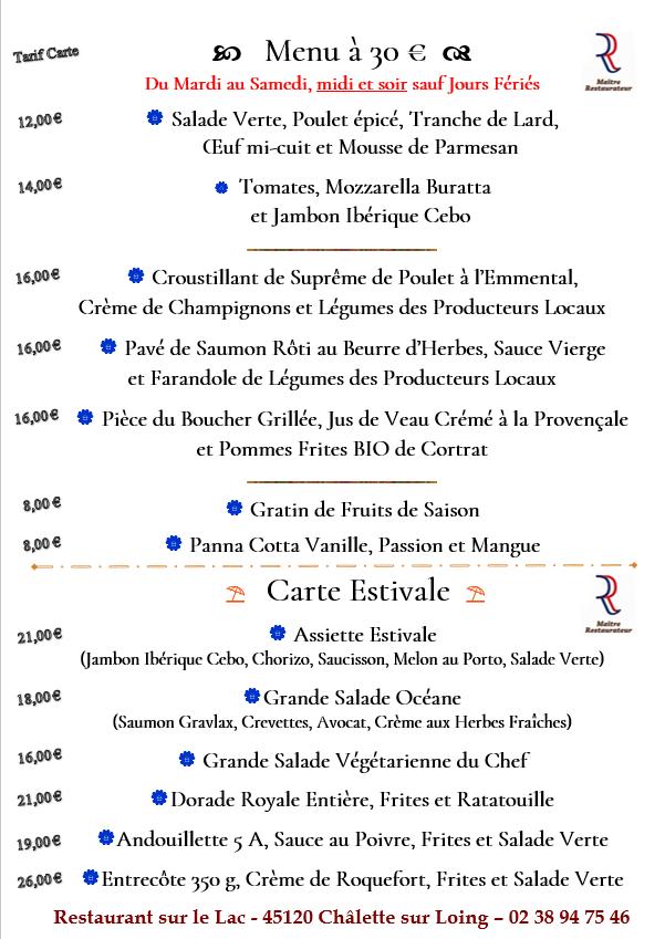 Restaurant sur le Lac - Menu Image 4